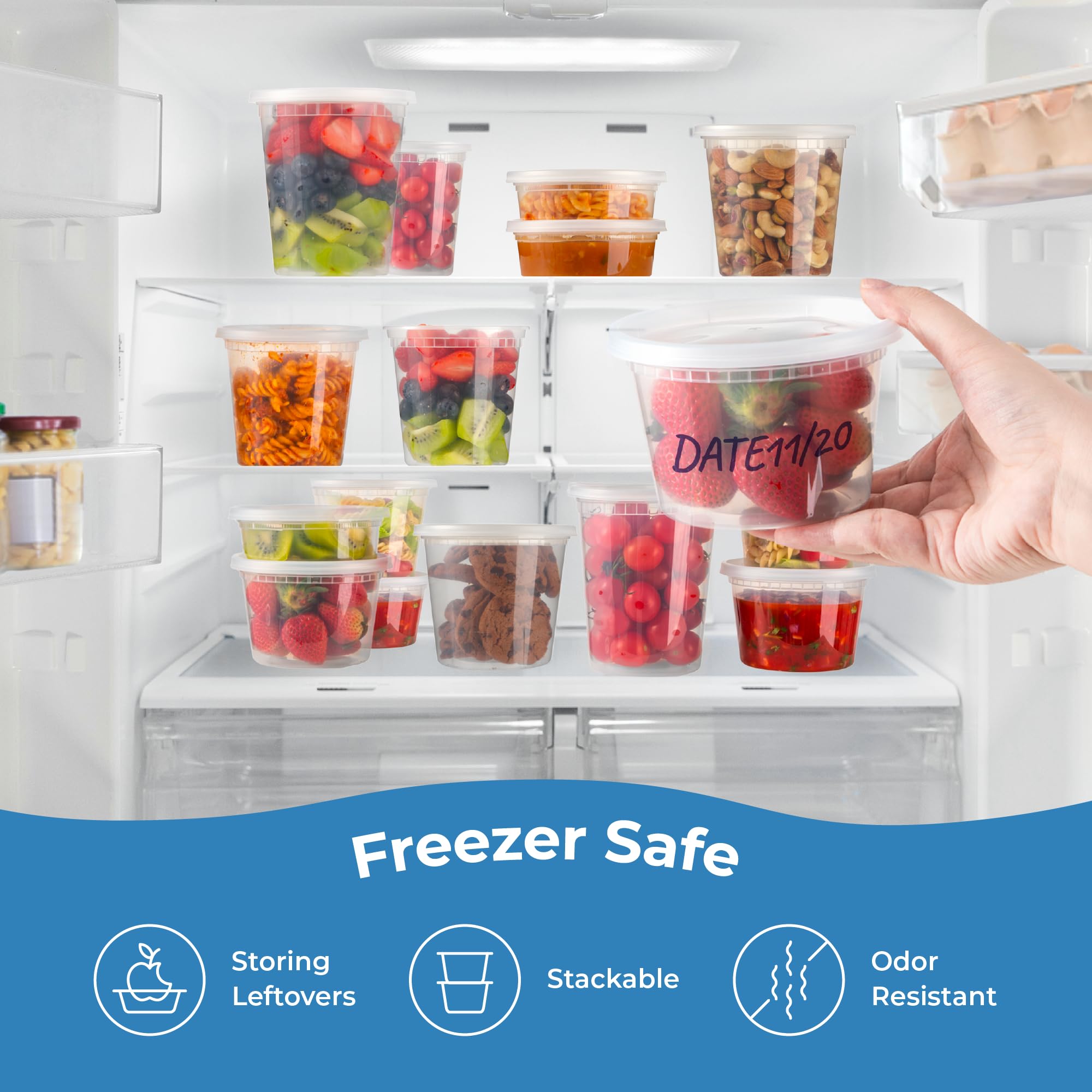Amazon｜Fit Meal Prep 40パック 16 32オンス デリ容器 蓋付き